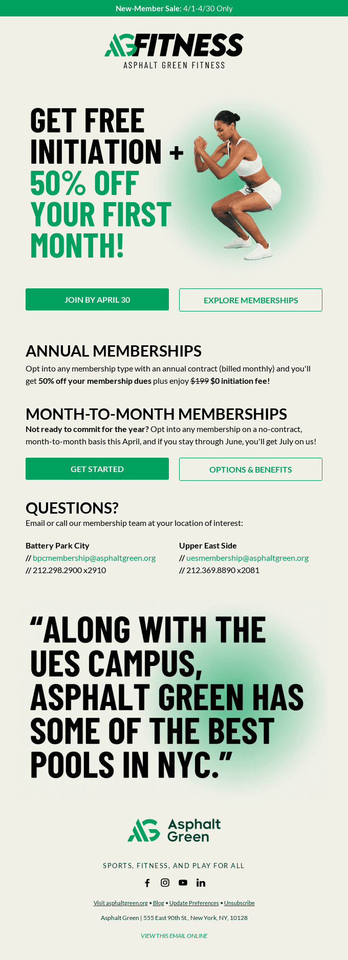 Get 50% Off Dues + Free Initiation in April
