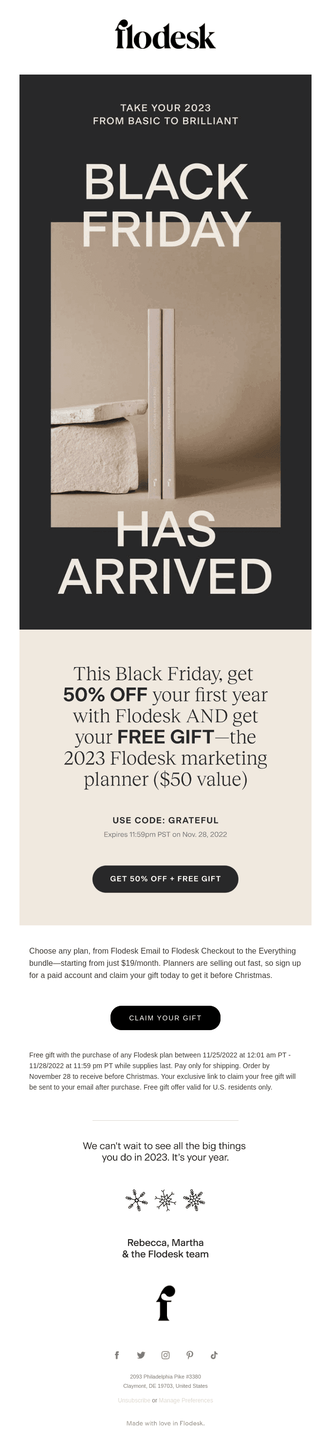 Get 50% off your first year + free gift