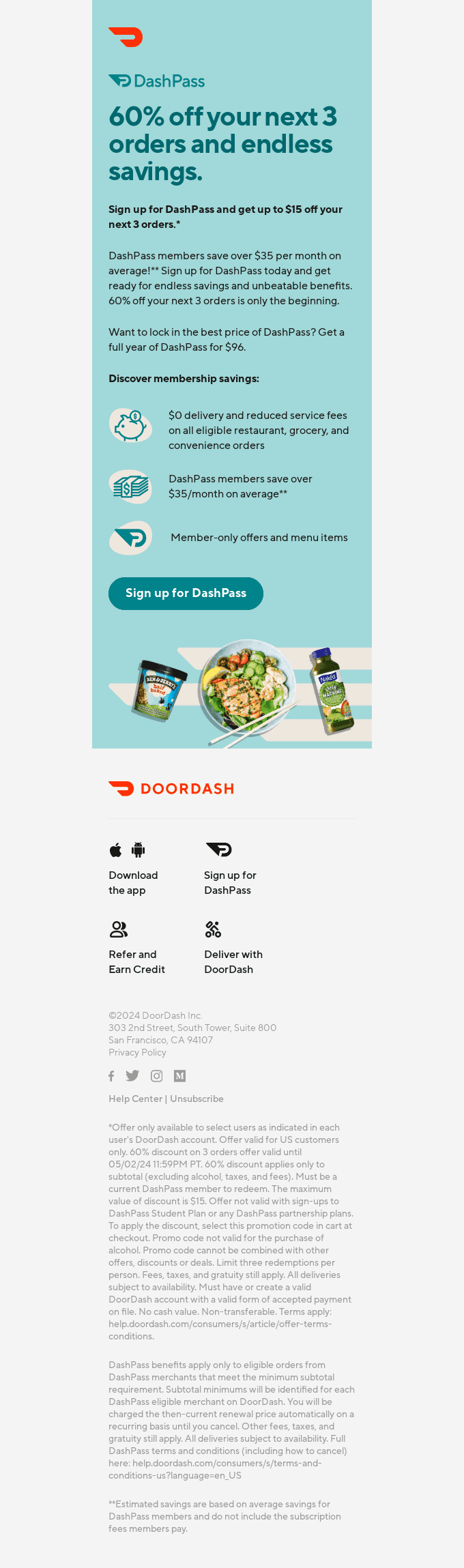 Get 60% off 3 orders and unlimited savings with DashPass.