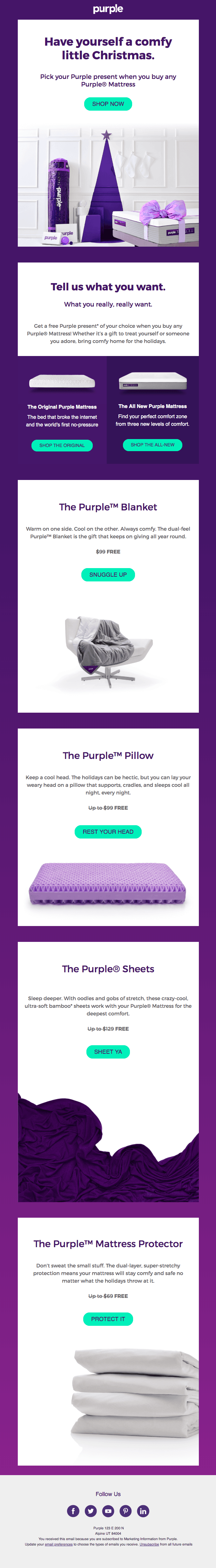 Get a free comfy Purple present on us