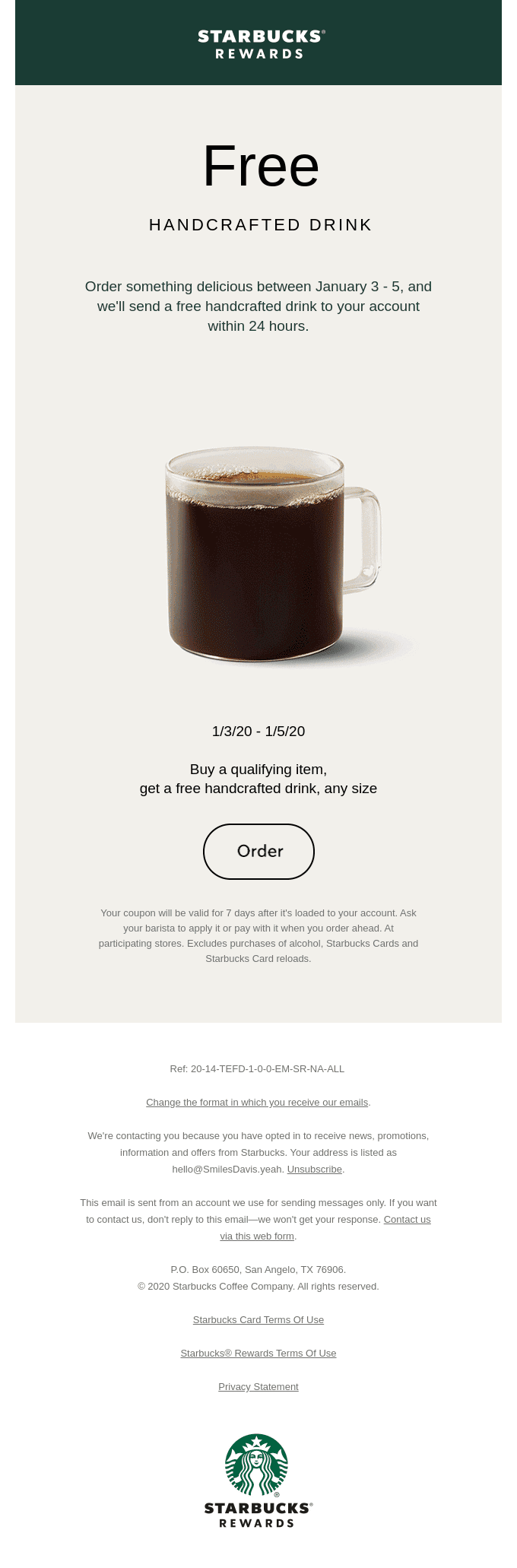 Get a free handcrafted drink when you