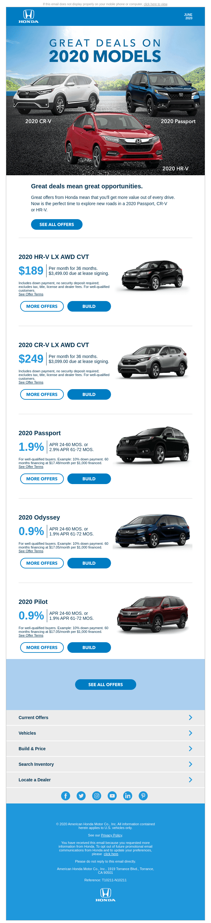 Get back on the road with a new Honda
