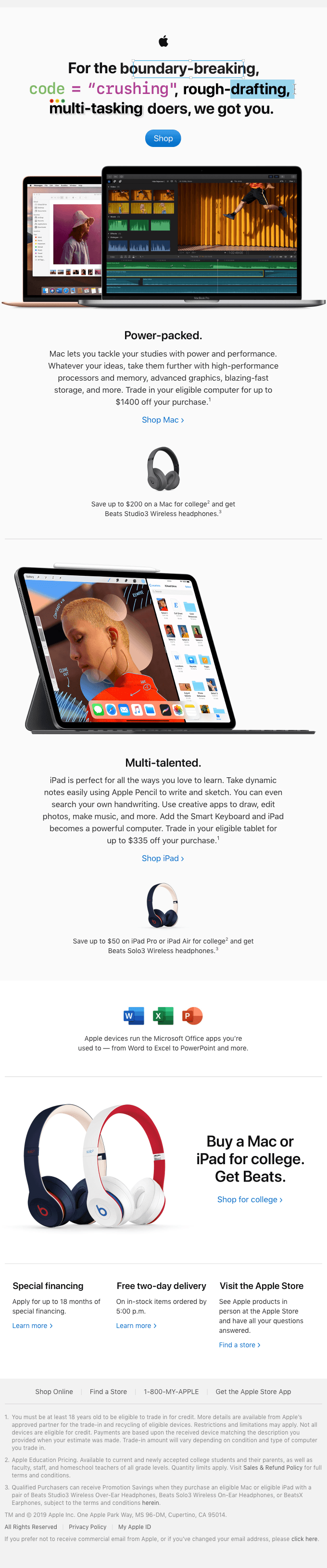Get Beats when you shop with education pricing.