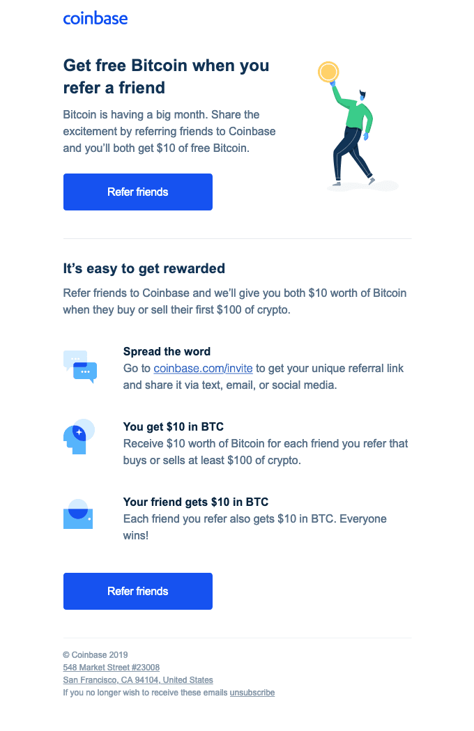 Get free Bitcoin when you refer a friend