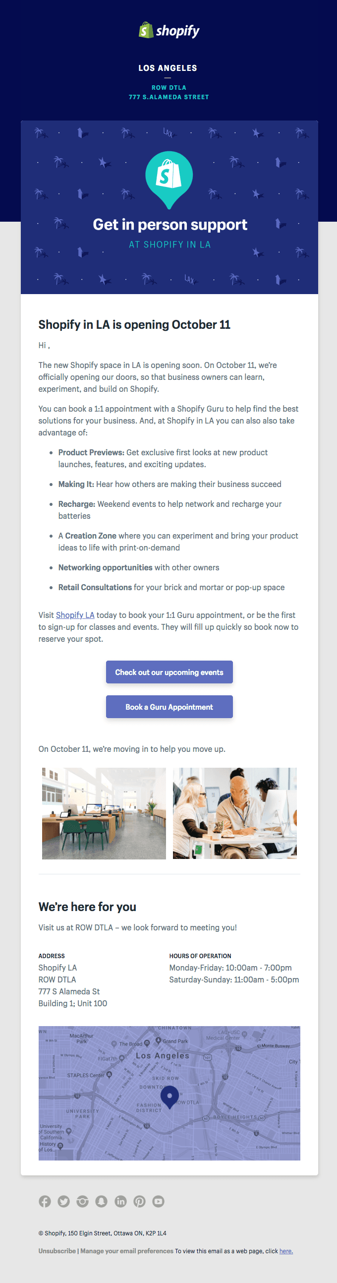 Get in-person support at Shopify in LA