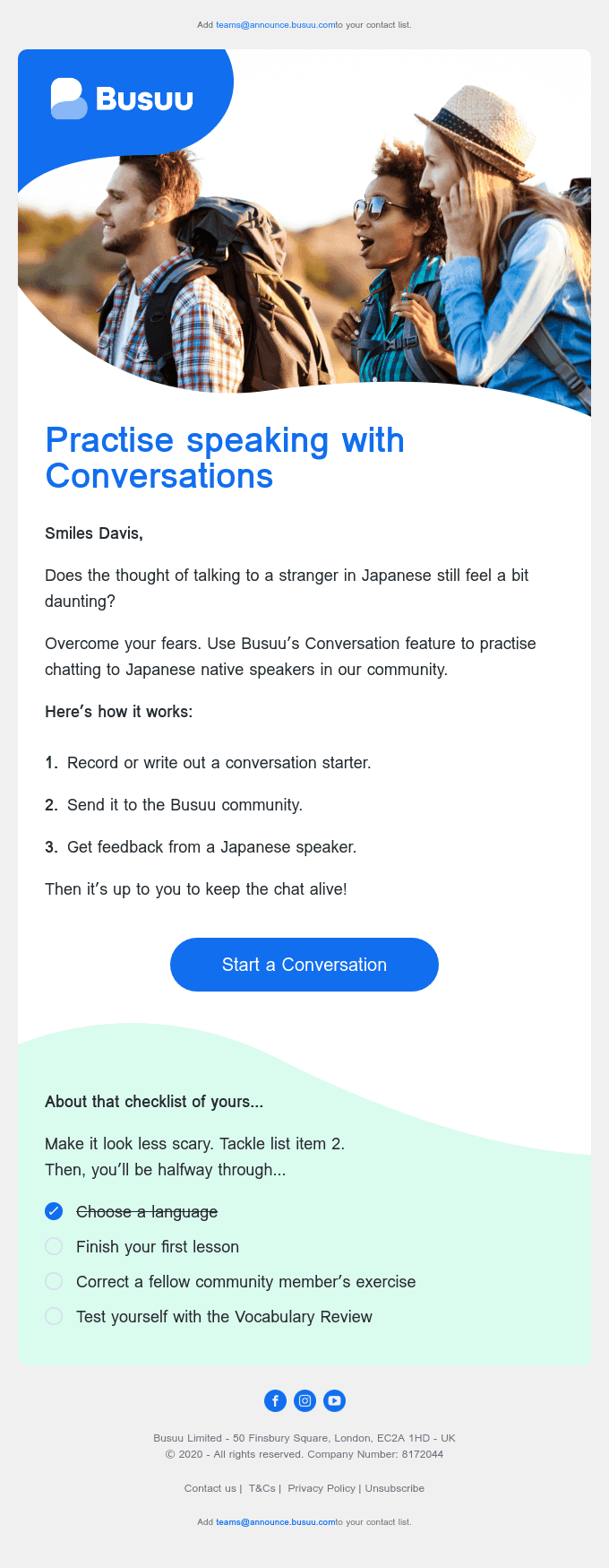 Get over the speaking hurdle with our Conversations feature
