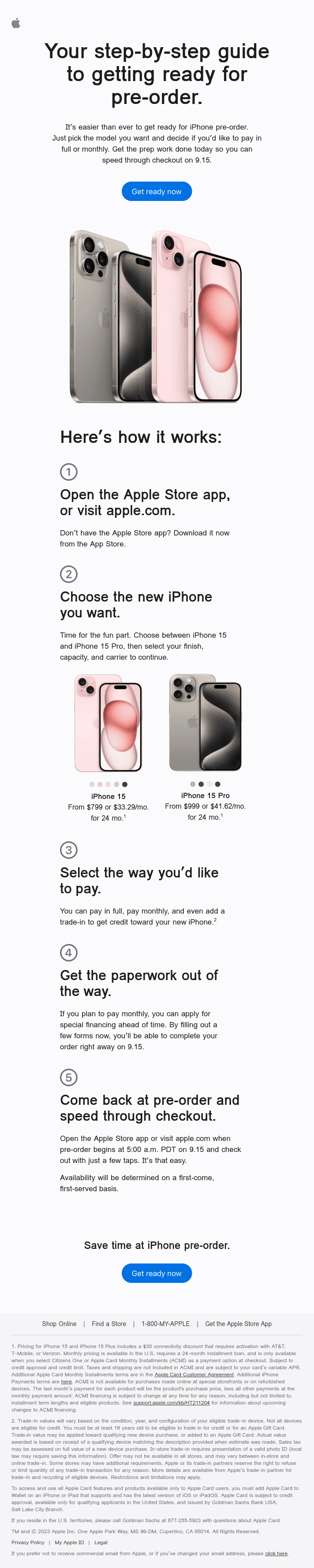 Get ready for iPhone 15 and iPhone 15 Pro pre-order now.