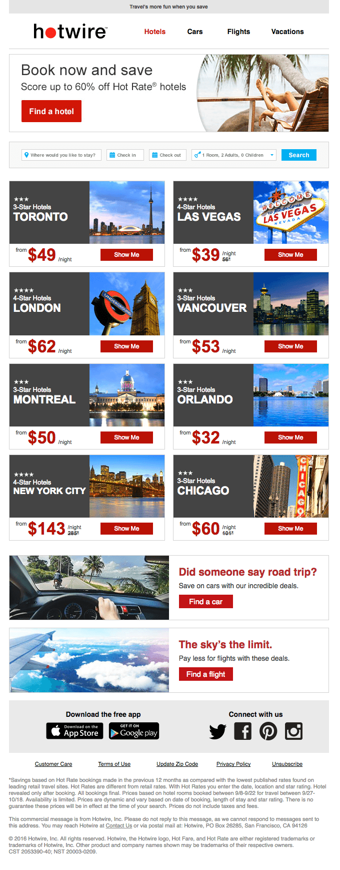 Get up to 60% off of a hotel room