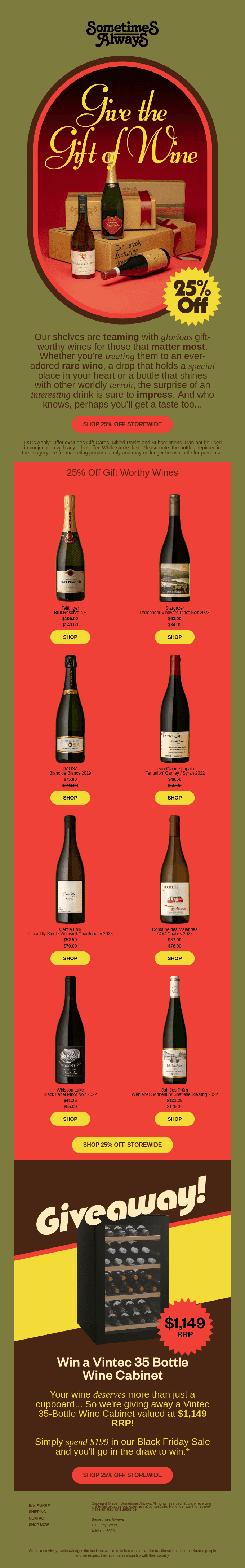 Gift Worthy Wines 🎁 25% Off Storewide Continues