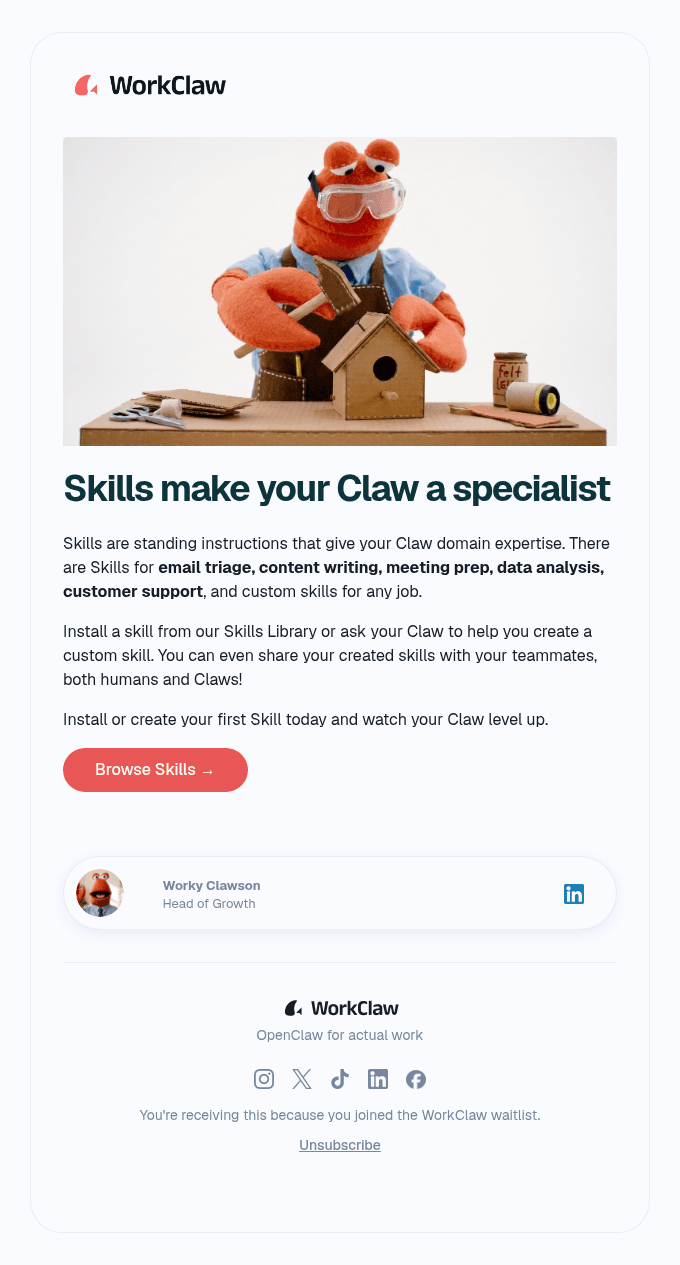 Give your Claw skills, make it an expert.