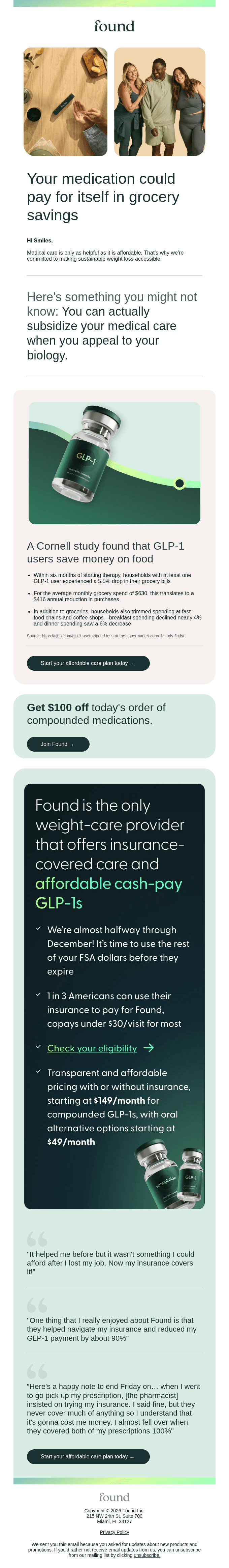 GLP-1 users save $416/year on groceries
