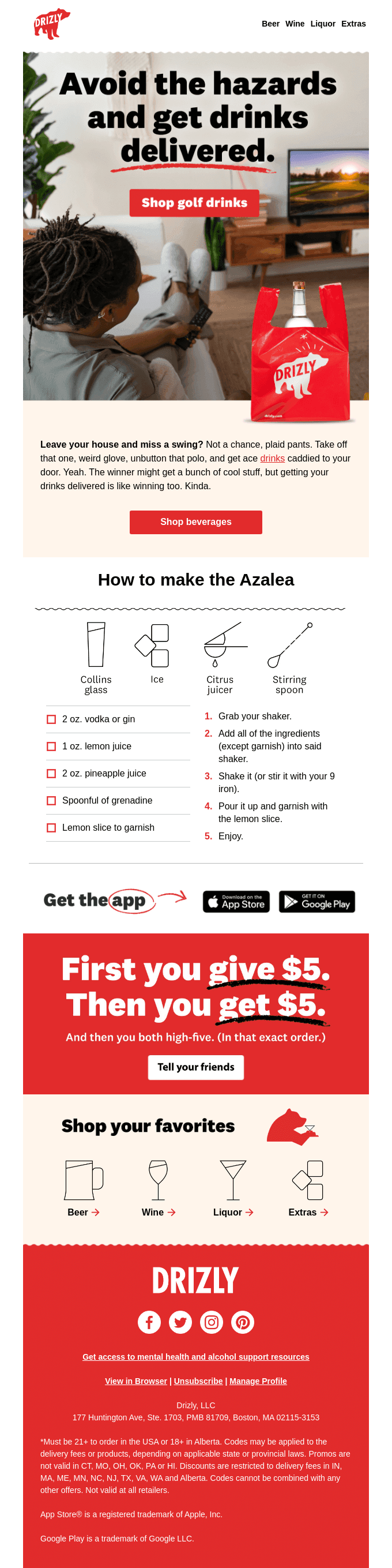 Going on a drink run during the golf tourney?