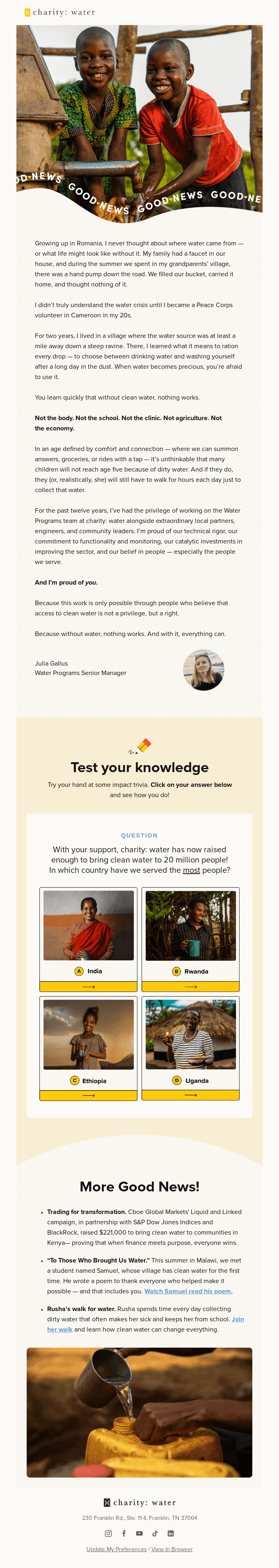 Good News: When water flows, fear fades