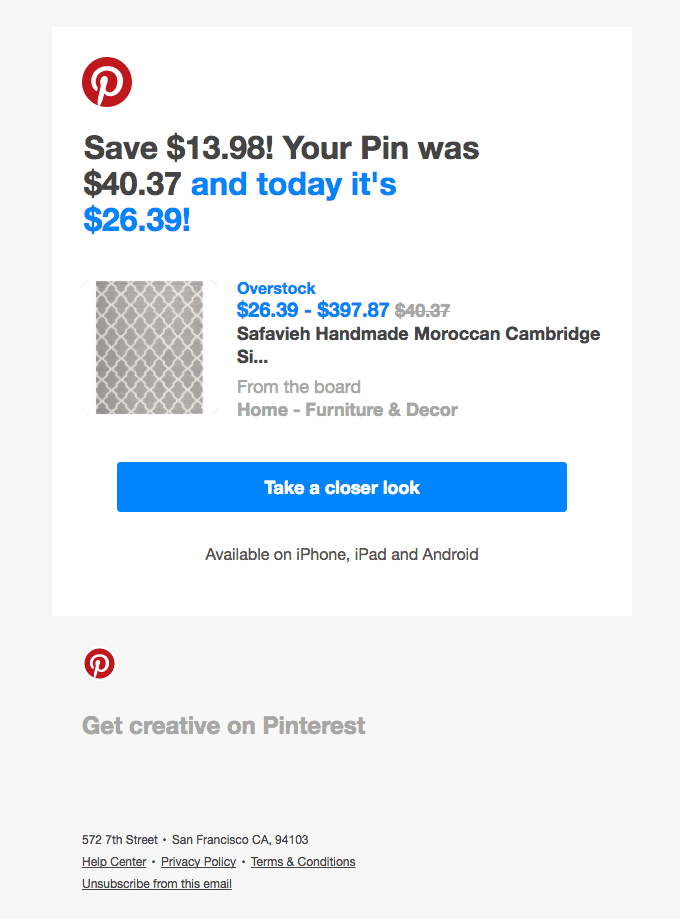 Good News: Your Pin’s price dropped!