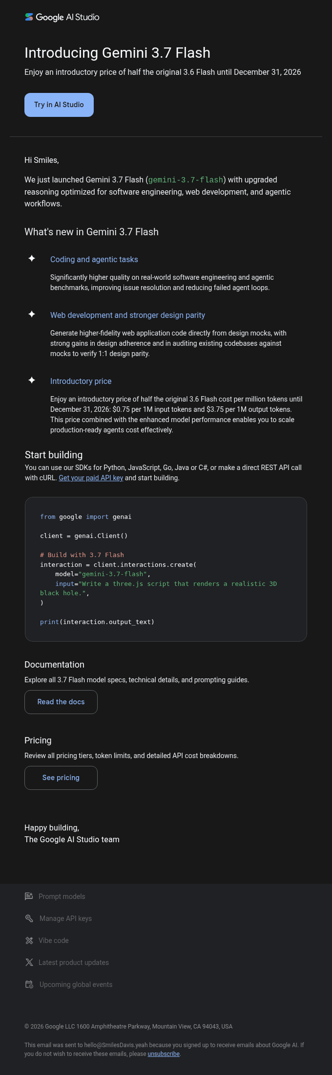 🚀 Introducing Gemini 3.7 Flash in the Gemini API