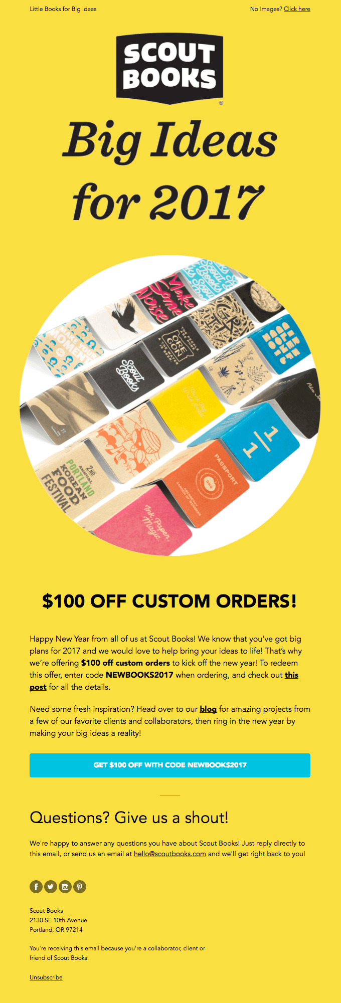Happy New Year! $100 off Custom Scout Books! 🎉