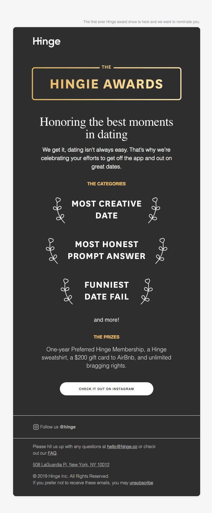 Have what it takes to win a Hingie Award?