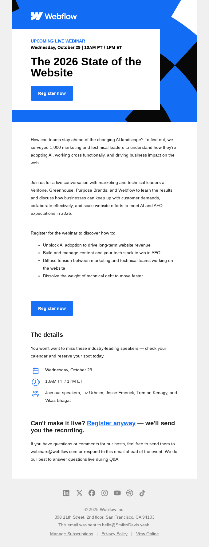 Hear it from the experts — register for The 2026 State of the Website