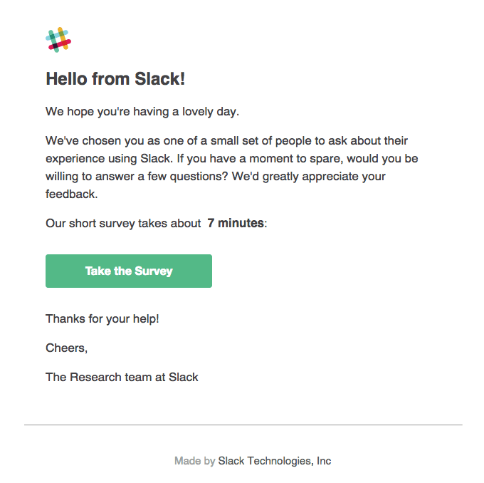 Help us improve Slack by taking this survey