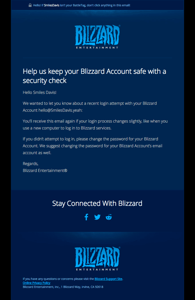 Help us keep your Blizzard Account safe with a security check