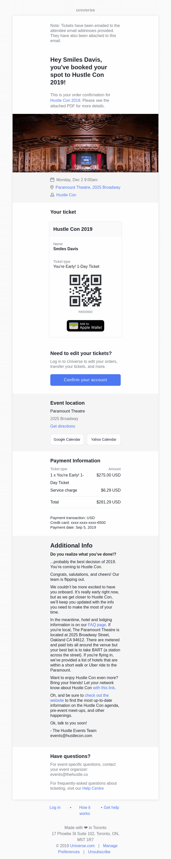 Here is your ticket to Hustle Con 2019