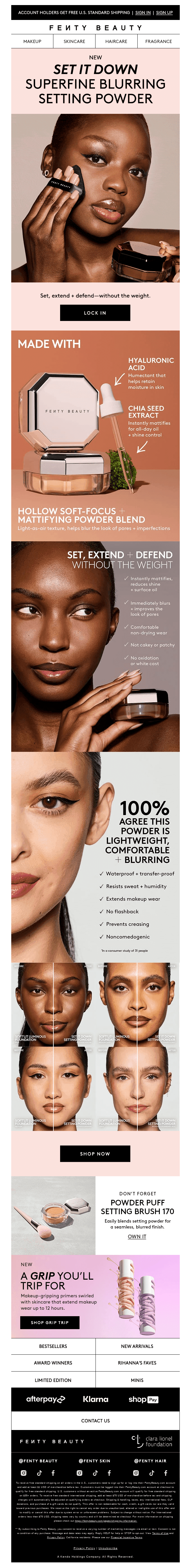 Here to mattify, blur + lock your makeup in all day