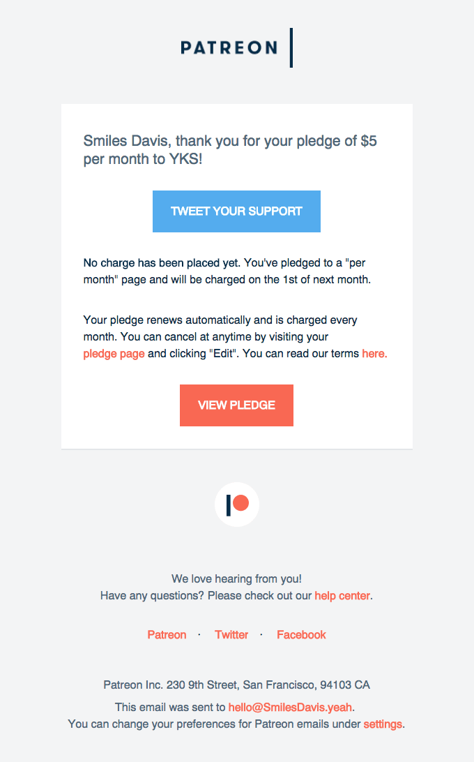 Here’s your confirmation for YKS.