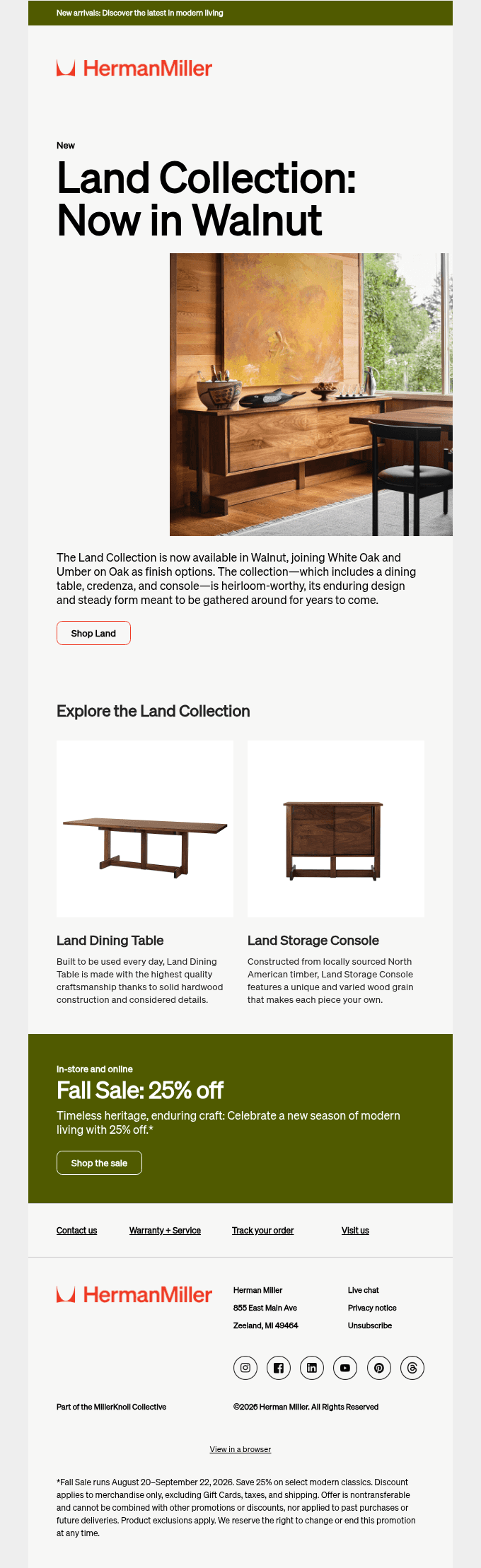Land Collection: Now in Walnut