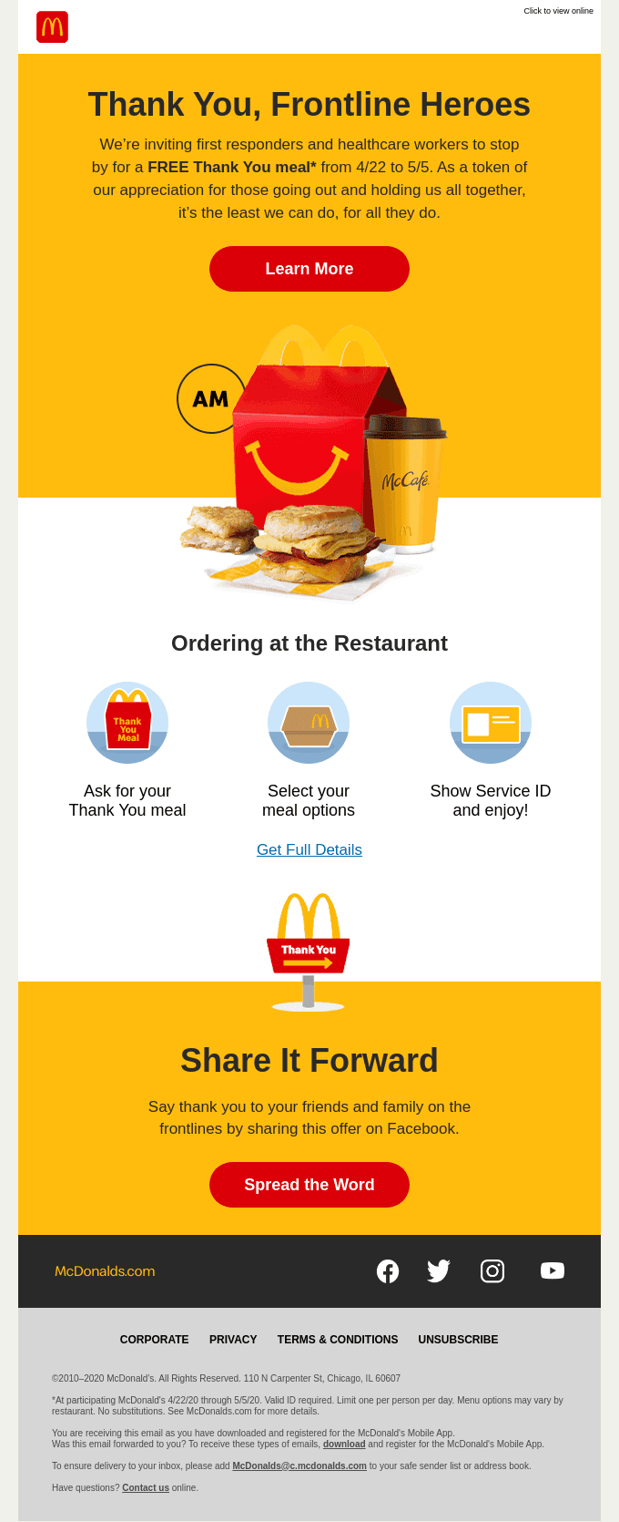 Heroes deserve FREE Thank You meals