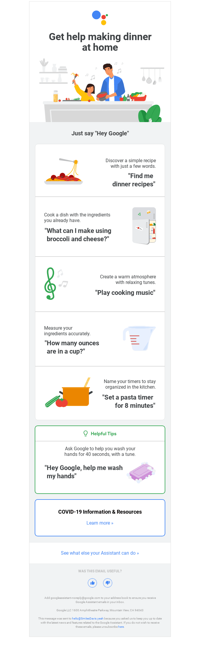 Hey Google, find me dinner recipes