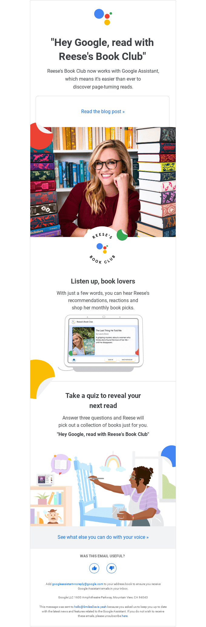Hey Google, read with Reese's Book Club