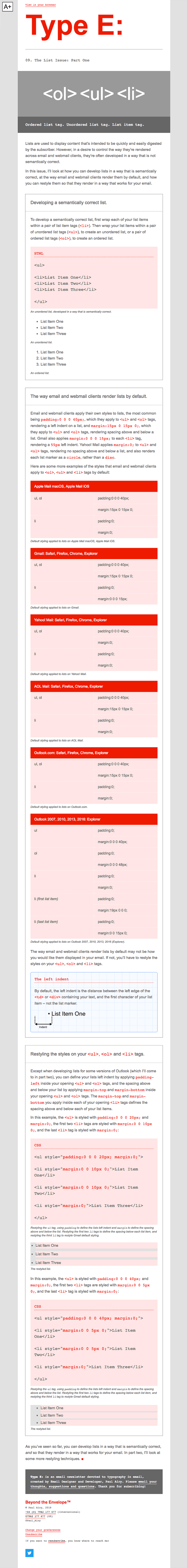 How to develop semantically correct lists.