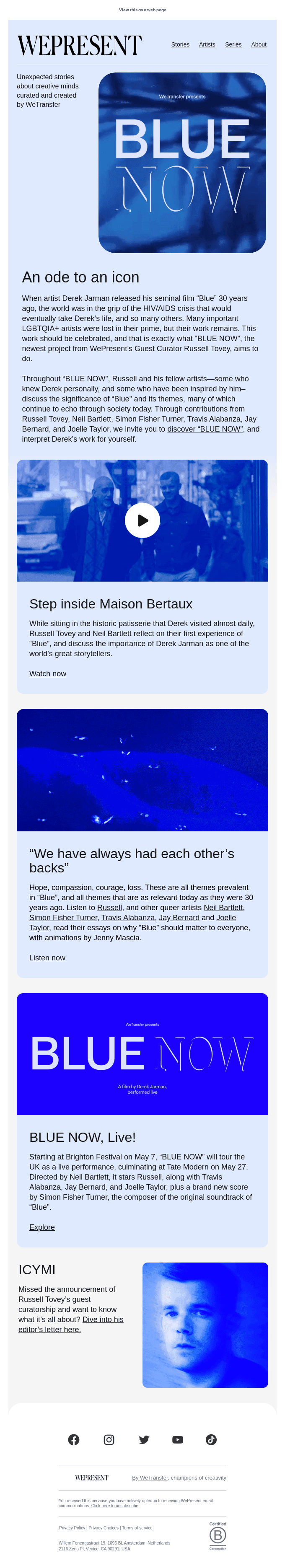 Immerse yourself in BLUE NOW, a tribute to Derek Jarman