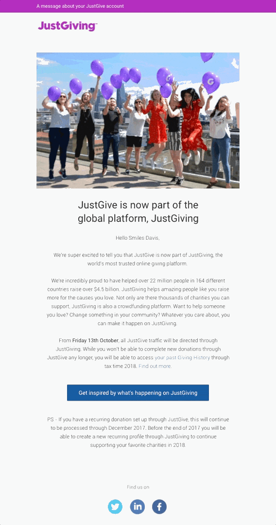 Important information about JustGive