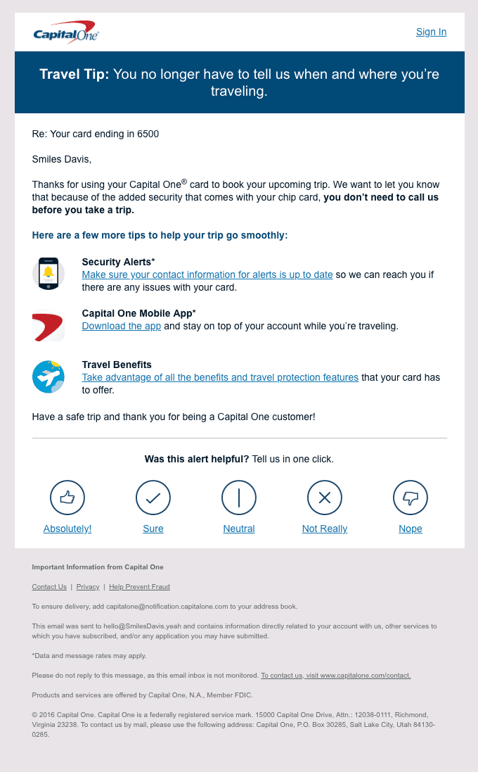 Information about your upcoming trip