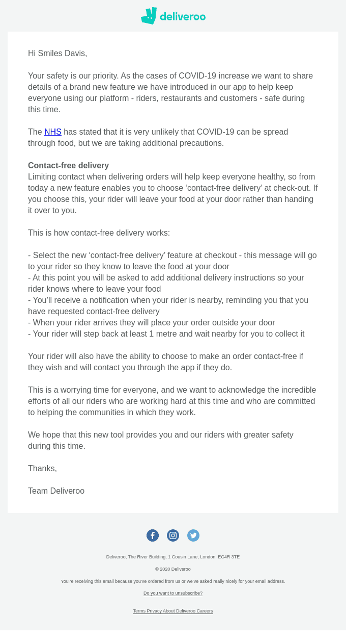 Introducing contact-free delivery