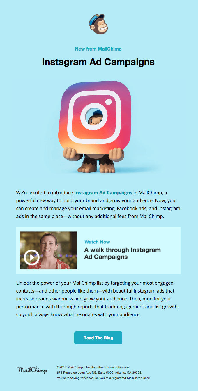 🐵 📷️ 🎉 Introducing Instagram Ad Campaigns in MailChimp