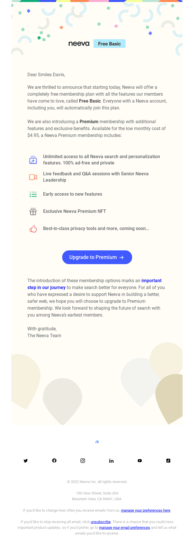 Introducing Neeva’s Free Basic and Premium memberships! ✨