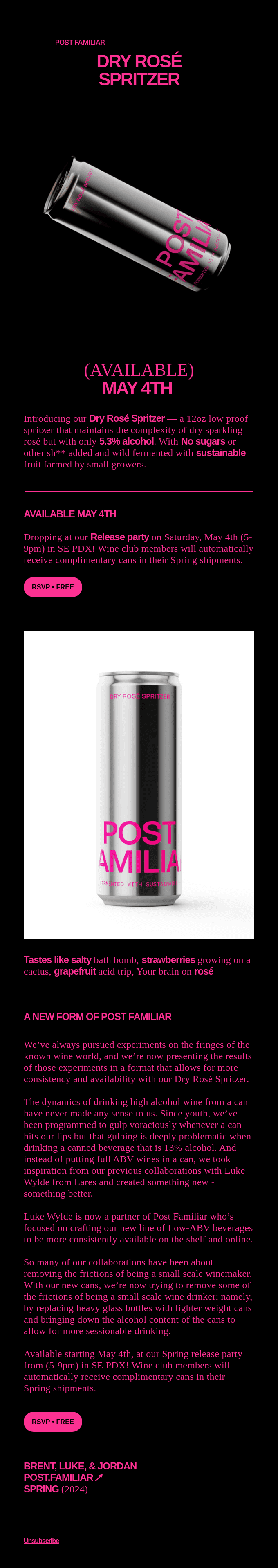 Introducing our (Low Proof) Dry Rosé Spritzer