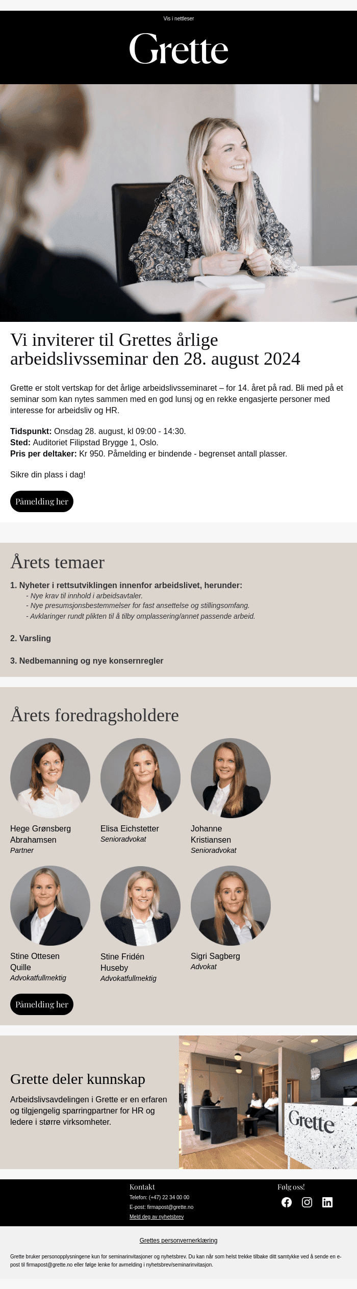 Invitasjon til Arbeidslivsseminaret 2024!