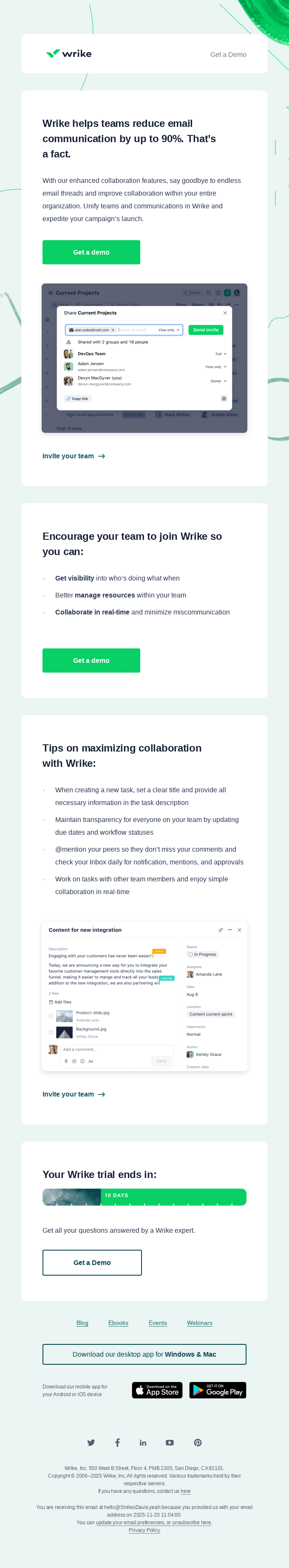 Invite your teammates into Wrike