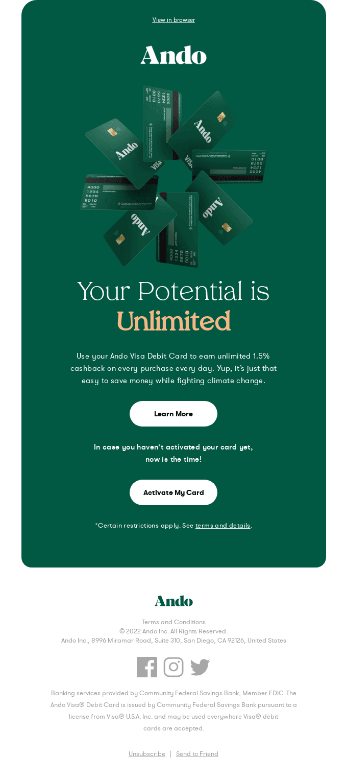 It Pays To Use Your Ando Visa Debit Card