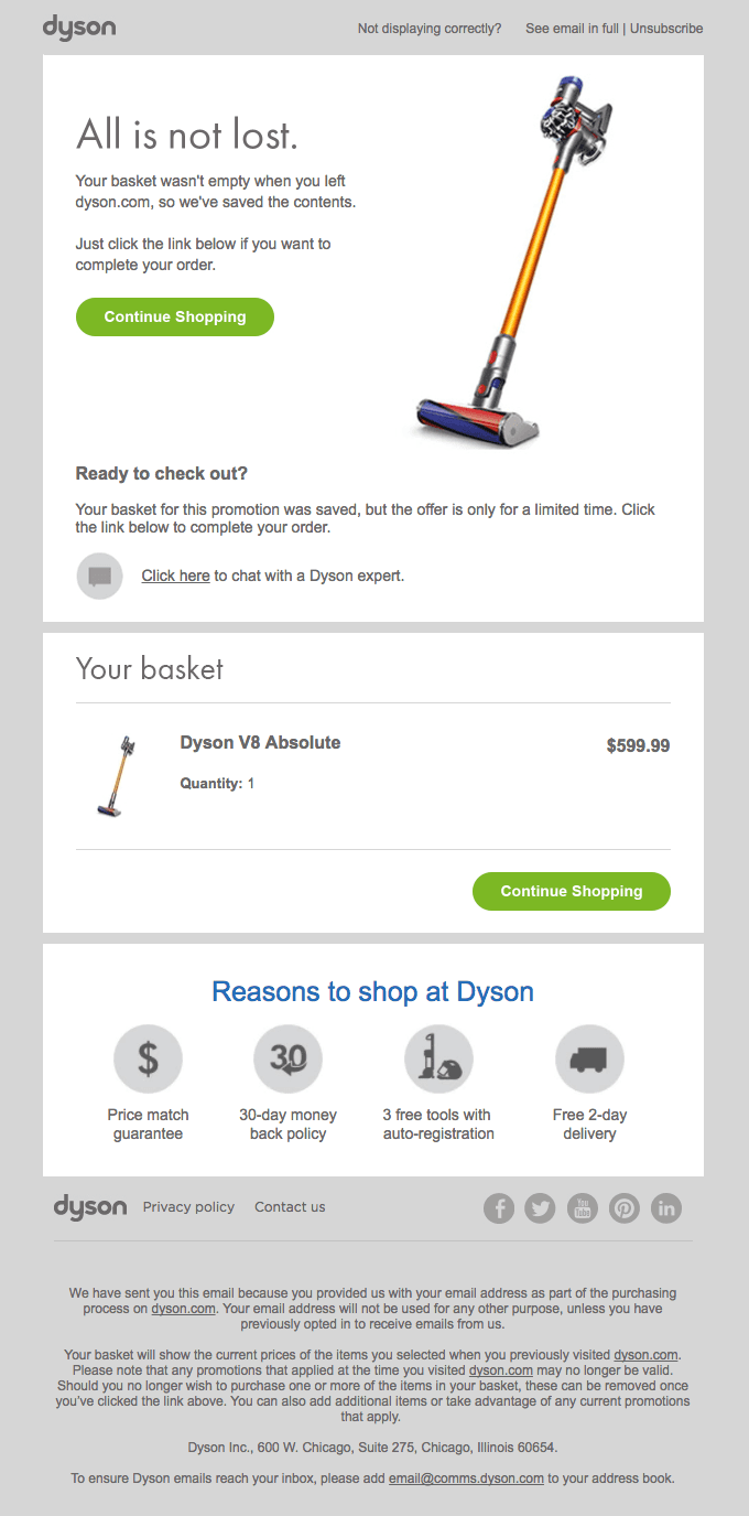 Items in your basket at dyson.com