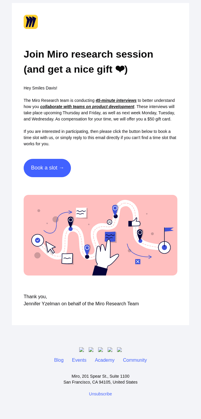 Join a Miro Research session and get a $50 gift card!