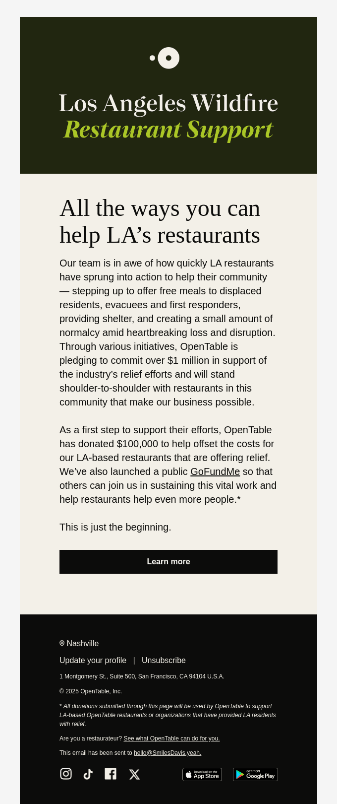 Join OpenTable in supporting Los Angeles restaurants