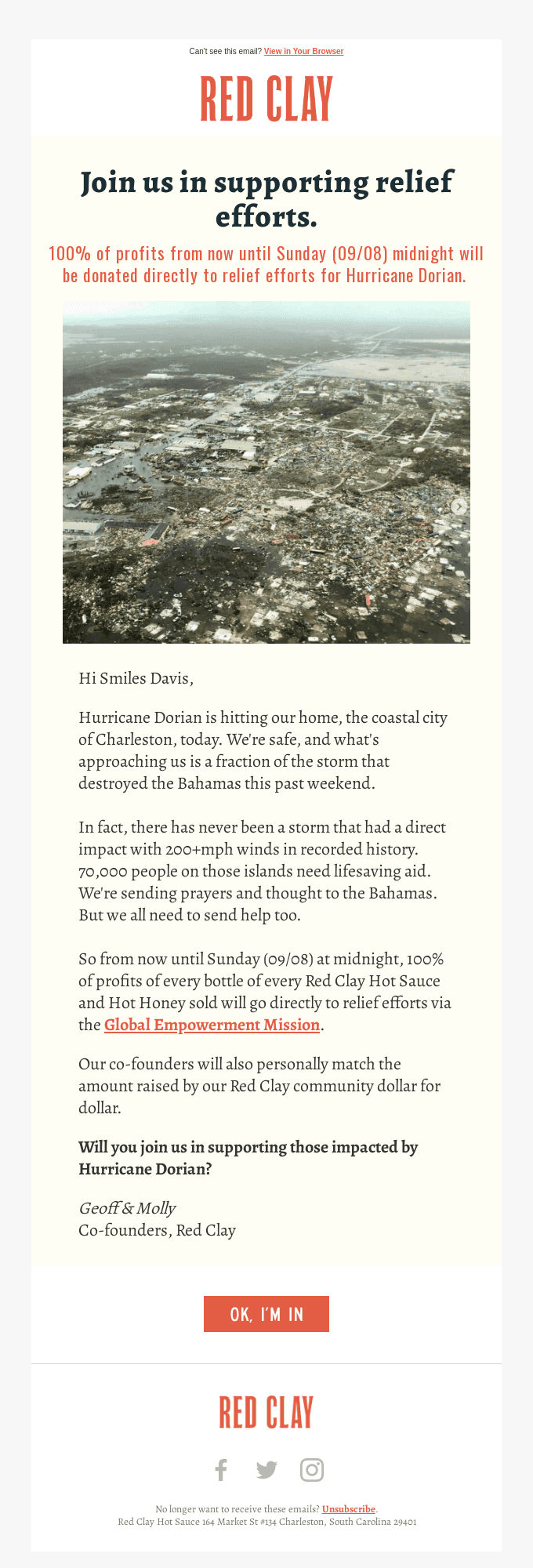 Join us in supporting relief efforts for Hurricane Dorian.