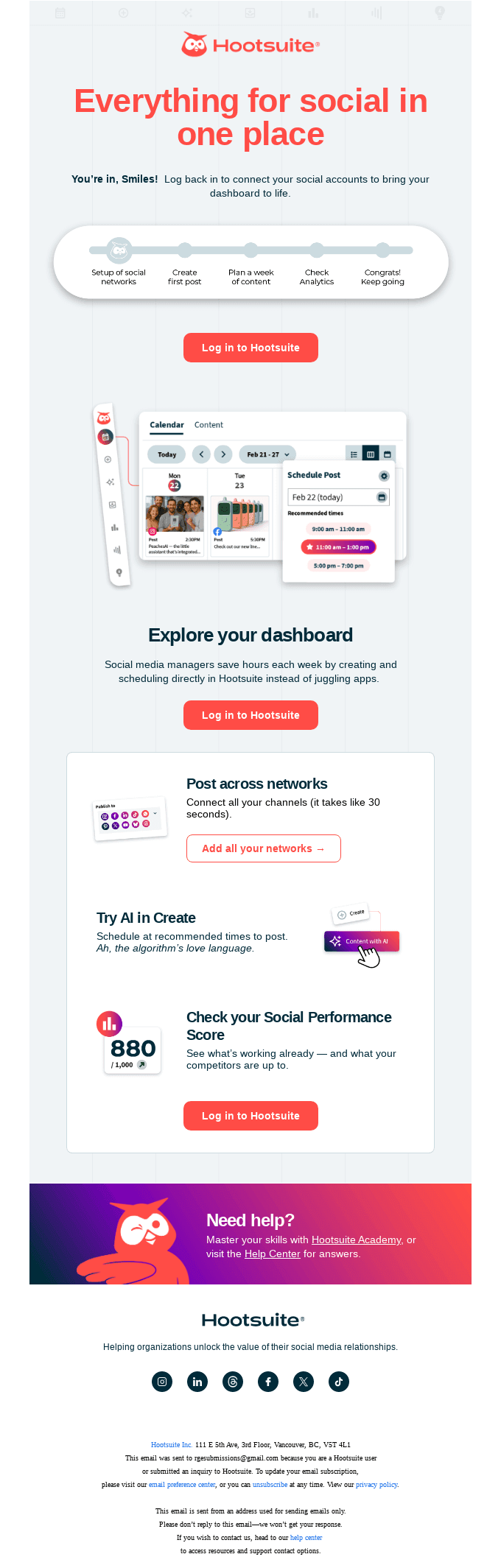 Jump back in! Explore Hootsuite in minutes