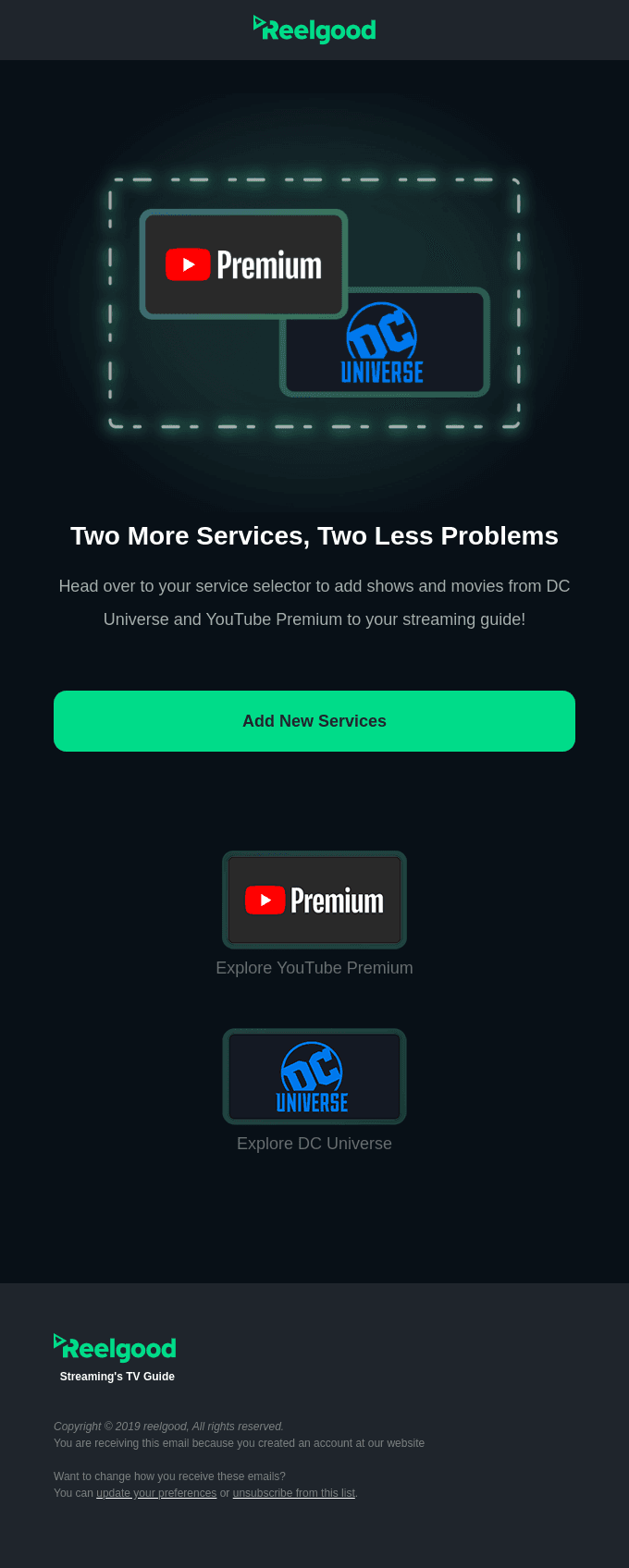 Just Added! YouTube Premium & DC Universe