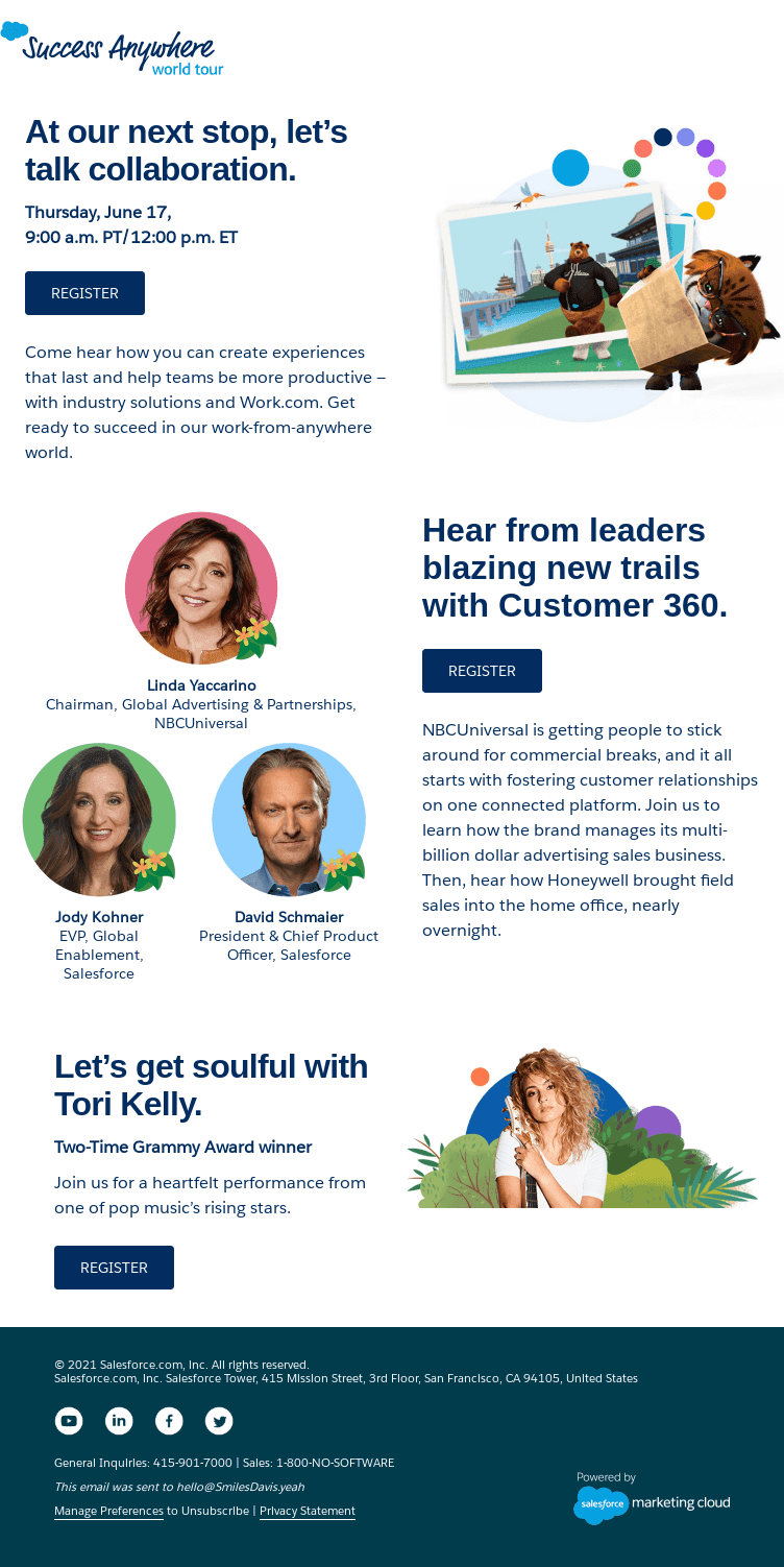 Just Announced: Tori Kelly and business leaders at the Success Anywhere World Tour.