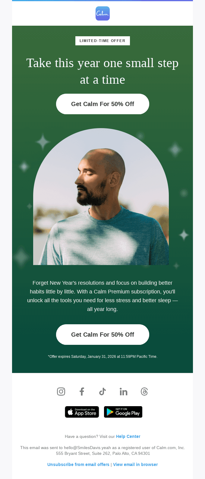🎁 Just for you: 50% off Calm Premium